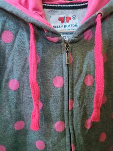 Polka Dot Zip-Up Hoodie