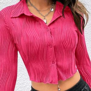 Pink Cropped Button-Up