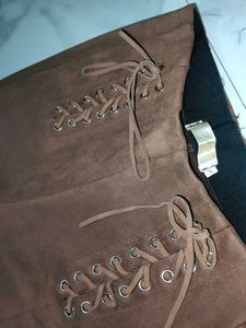 Suede Lace-Up Pants