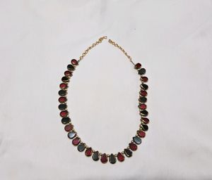Ruby Red &amp; Silver Plated Choker Necklace Combo