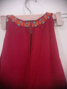 Global Desi Halter Neck Hot Pink Sleeveless Dress