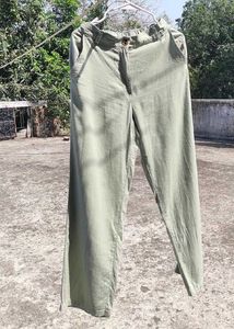 H&amp;M Sage Green Linen Blend Pants
