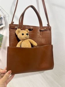 Brown Croc-Embossed Crossbody Bag