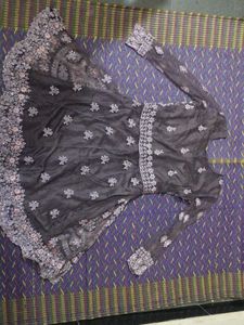 Purple Embroidered Gharara Suit