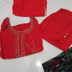 Red Embellished Kurti (Fix Rate)