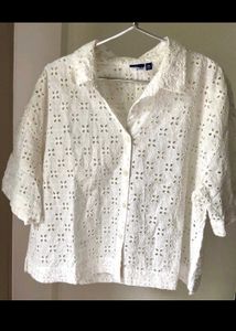 White Boxy Chikankari Shirt