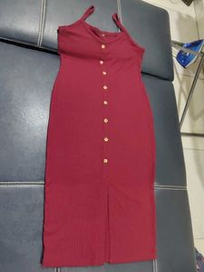 Burgundy Button-Down Dress