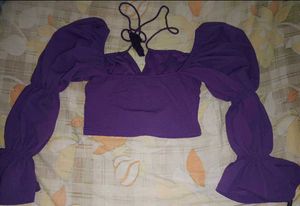Purple Off-Shoulder Peasant Top