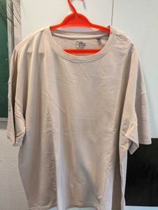 Beige Solid  Oversized T-Shirt