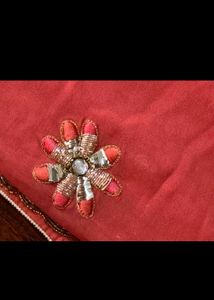Coral Embellished Saree with Blouse