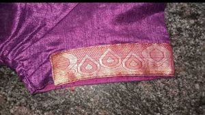 Beautiful Purple Saree With Stiched Blouse