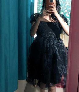 Black Organza Short Frock 28,30,32,34