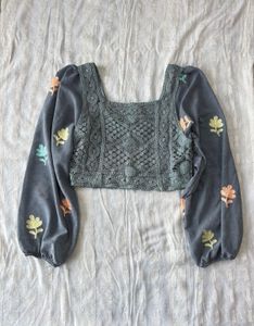 Floral Embroidered Crop Top