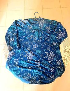 Blue Floral Print Top 3XL