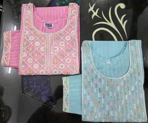 Elegant Cotton Kurti Combo (Pink &amp; Sky Blue)