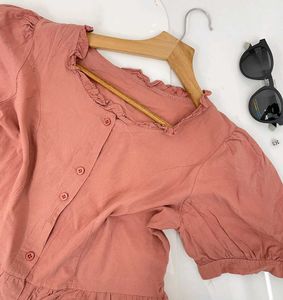 Dusty Rose Ruffle Blouse