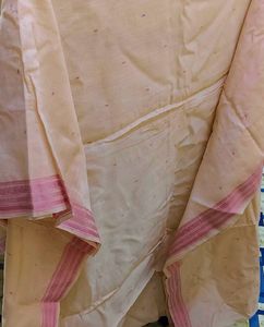 Very fresh beautiful beige and pink pleasing saree