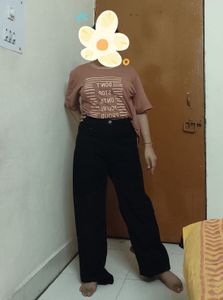 High Waisted Straight Fit Black Jeans