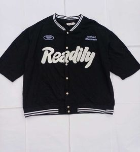 Black Varsity Style Short Sleeve Jacket
