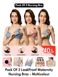 Pack Of 3 Leakproof Maternity Nursing Bra