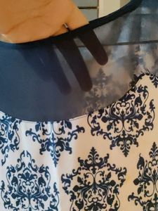 109 F Navy Blue Sheer Shift Dress