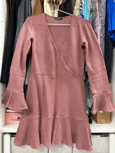 Waffle Knit Wrap Dress