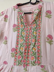 Tiered Pink Floral Print Dress