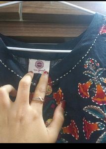 Navy Blue Block Print Straight Kurta Set