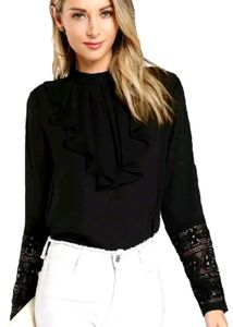 Elegant Black Ruffle Top