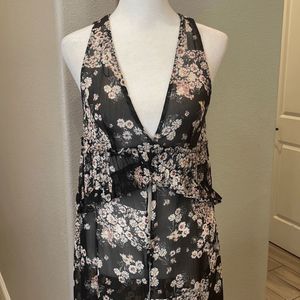 Zara Floral Halter Maxi Dress