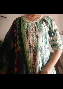 Green Printed Kurta Set