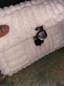 White Terry Cloth Shoulder Bag