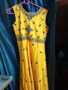 Elegant Yellow Embellished Dress.Adi Affer.