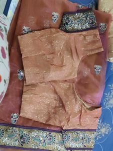 Embroidery Party Wear Saree With Blouse-peticoat