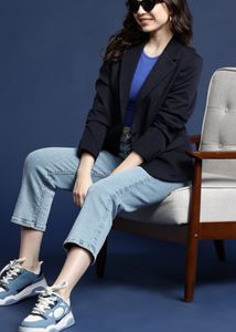 Navy Blazer & Jeans Outfit