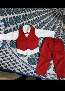Kids Wine Colour Three Piece Suit