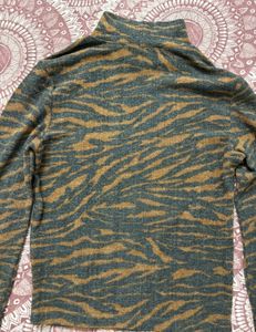 H&amp;M Animal Print High Neck Top