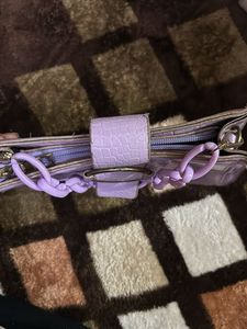 Lilac Croc Embossed Chain Bag