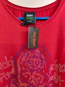 Lycra Ripped Neck With Rhino Stone Work