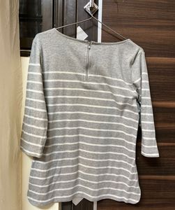 Tops Bundle - Gray Striped &amp; White Ribbed