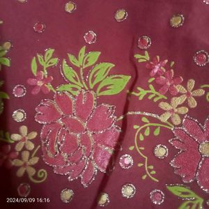 Pink Printed Saree No Blouse