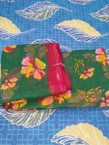 Floral Green Saree , No Blause