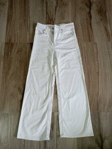 Off White High Waisted Flared Jeans