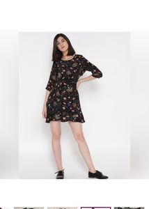 ONLY Women Black Printed A-LineNWTDress