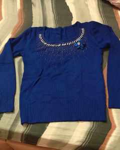 Blue Embellished Sweater