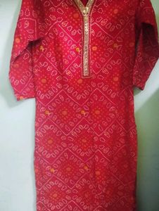Red Printed Kurta