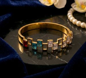 Anti Tarnish square Bangle gem Bracelet