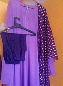 Partywear Anarkali With Duppata And Leggings