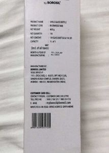 Borosil Smile Clear Glass Water Bottle