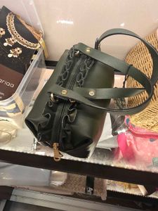 Mehndi Green Leather Sling Handbag
